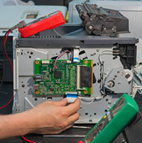 Imprimante trois en un ouvert.